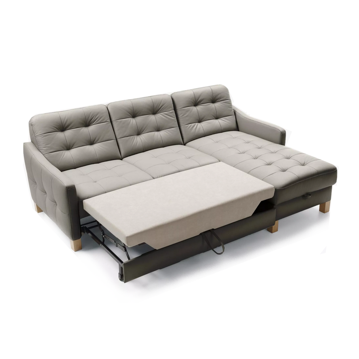 Malmo Leather Corner Chaise Sofa Bed With Storage - The Furniture Mega Store 