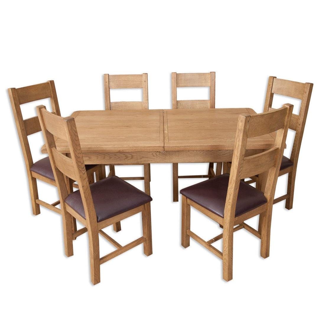 Wiltshire Country Oak 1.2 Extending Dining Table & Matching Dining Chairs Set - The Furniture Mega Store 