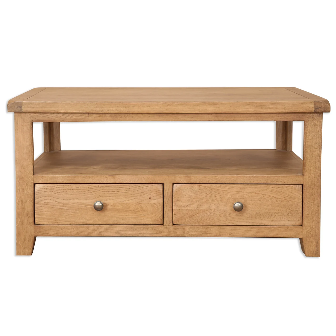 Wiltshire Country Oak 2 Drawer Coffee Table - The Furniture Mega Store 