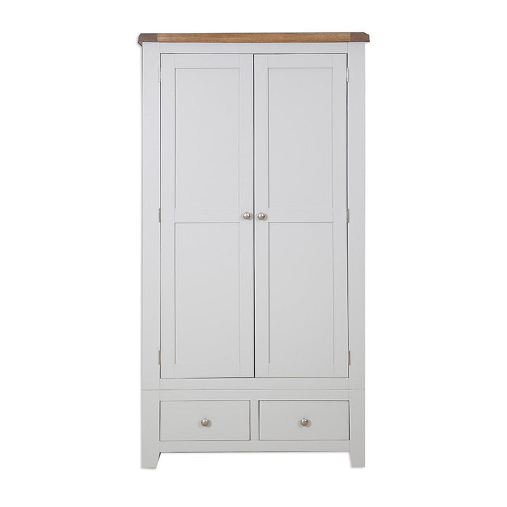 St.Ives French Grey & Oak 2 Door 2 Drawer Wardrobe - The Furniture Mega Store 