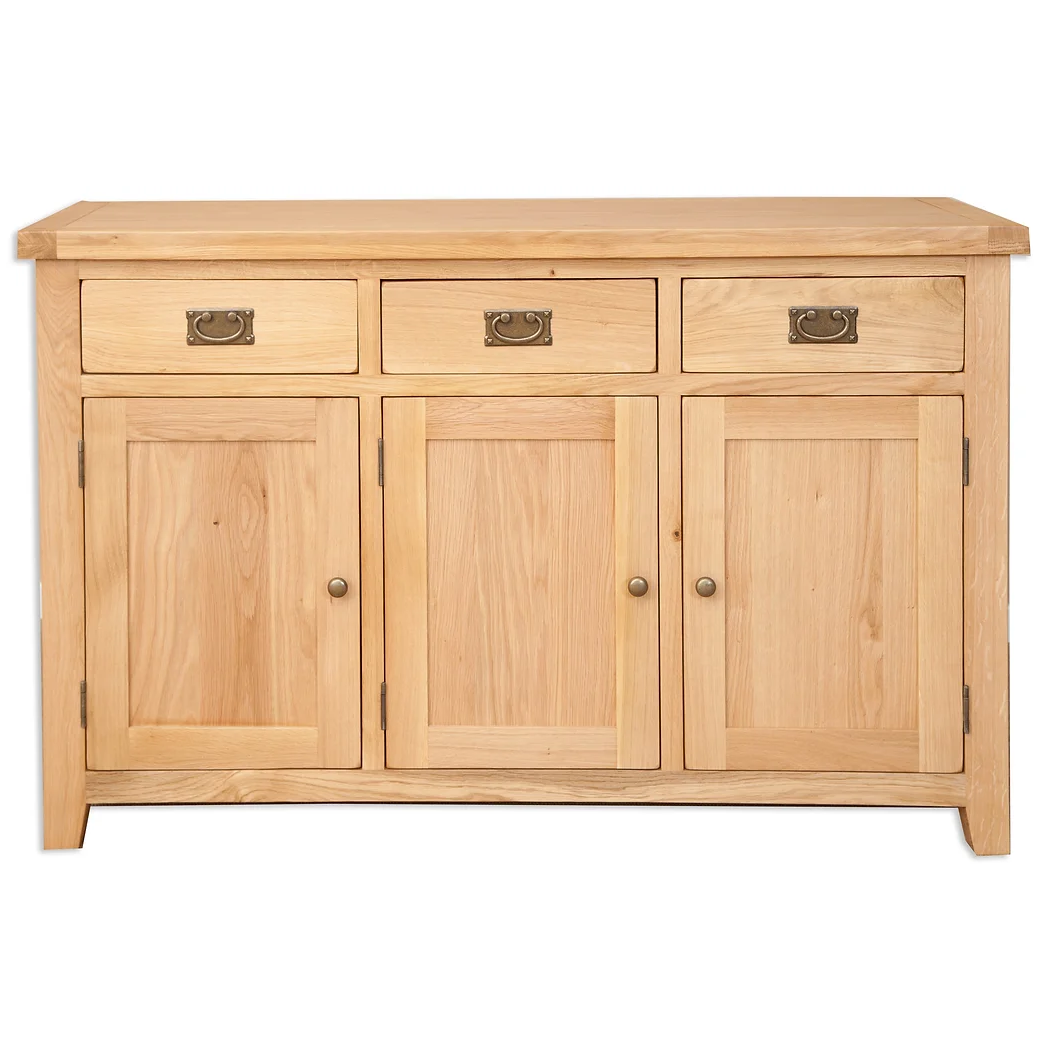 Wiltshire Natural Oak 3 Door 3 Drawer Large Sideboard - The Furniture Mega Store 