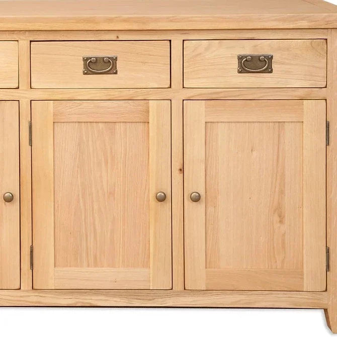 Wiltshire Natural Oak 3 Door 3 Drawer Large Sideboard - The Furniture Mega Store 