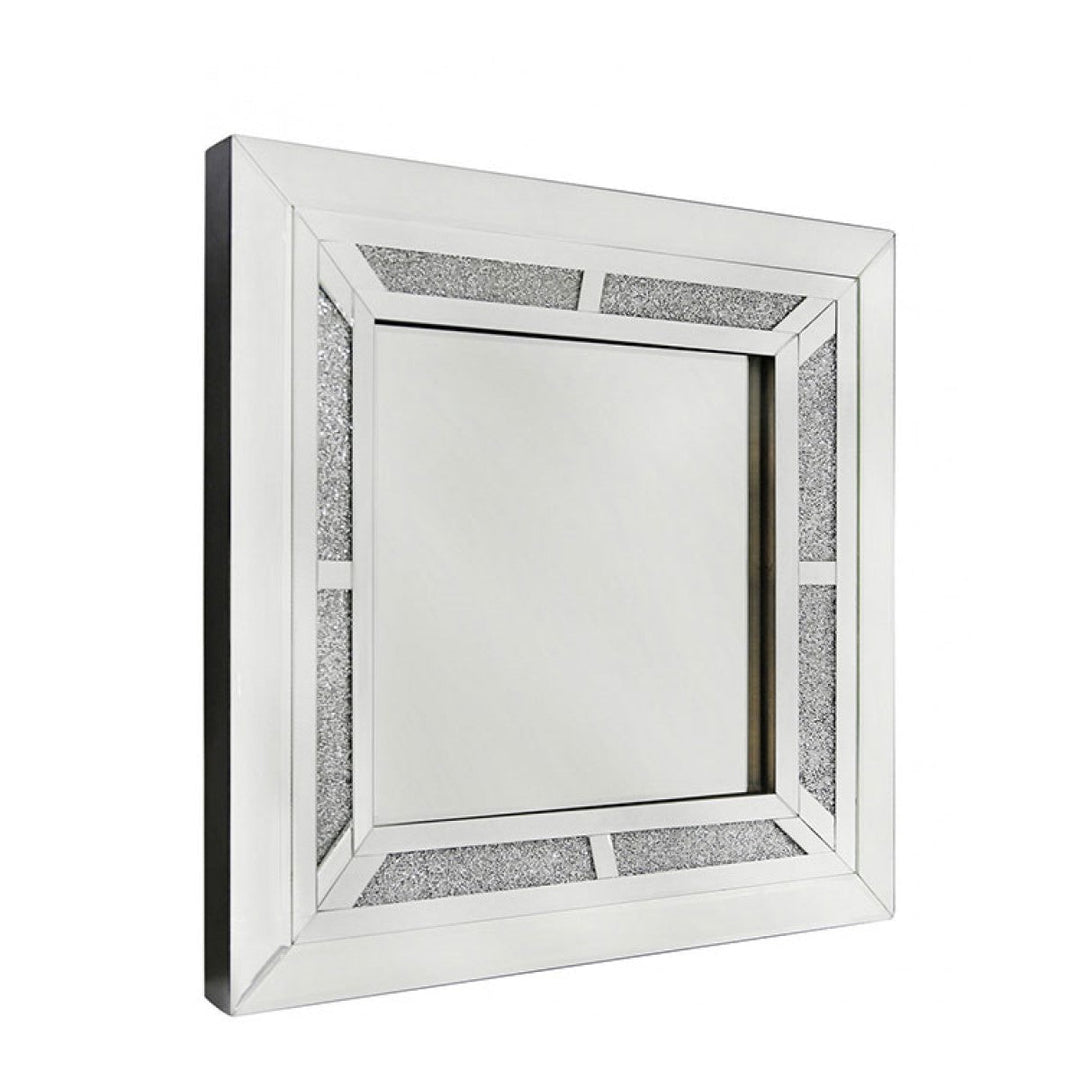 Square Inlaid Crystal Wall Mirror - The Furniture Mega Store 