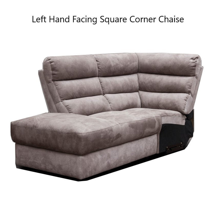 Ellis Corner Modular Fibre Fabric Recliner Sofa - Manual Or Power With USB Charging Port - The Furniture Mega Store 