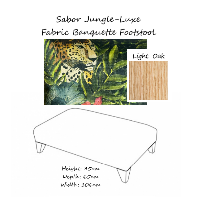 Sabor Jungle-Luxe Fabric Banquette Footstool - Choice Of Feet - The Furniture Mega Store 