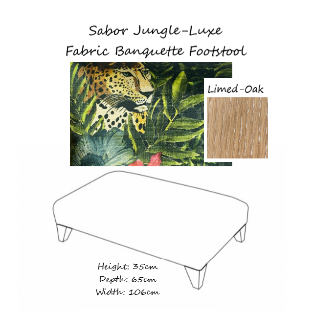 Sabor Jungle-Luxe Fabric Banquette Footstool - Choice Of Feet - The Furniture Mega Store 