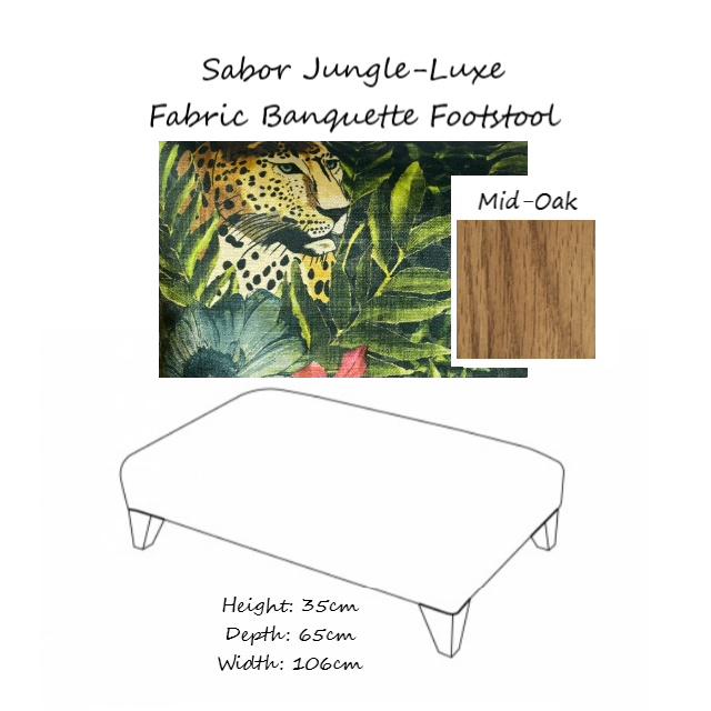 Sabor Jungle-Luxe Fabric Banquette Footstool - Choice Of Feet - The Furniture Mega Store 