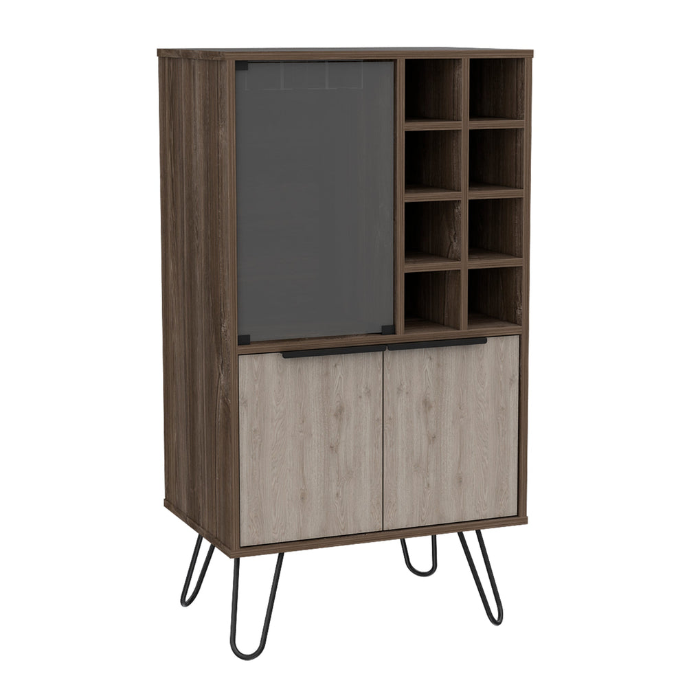 New York Smoked Oak-Bleached Grey Collection Wine Cabinet - The Furniture Mega Store 