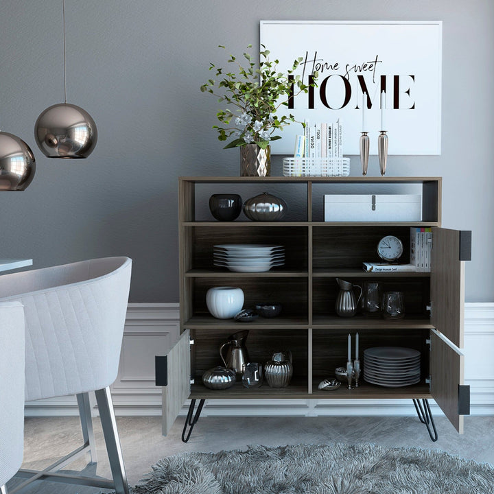 New York Smoked Oak-Bleached Grey Collection High Sideboard - The Furniture Mega Store 