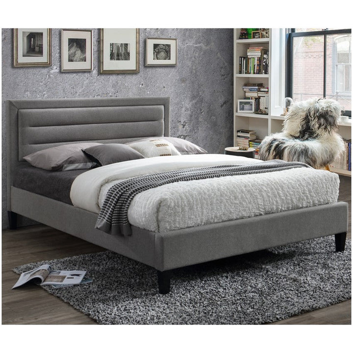 Picasso Grey Marl Fabric Bedstead 4ft 6 Double Bed - The Furniture Mega Store 