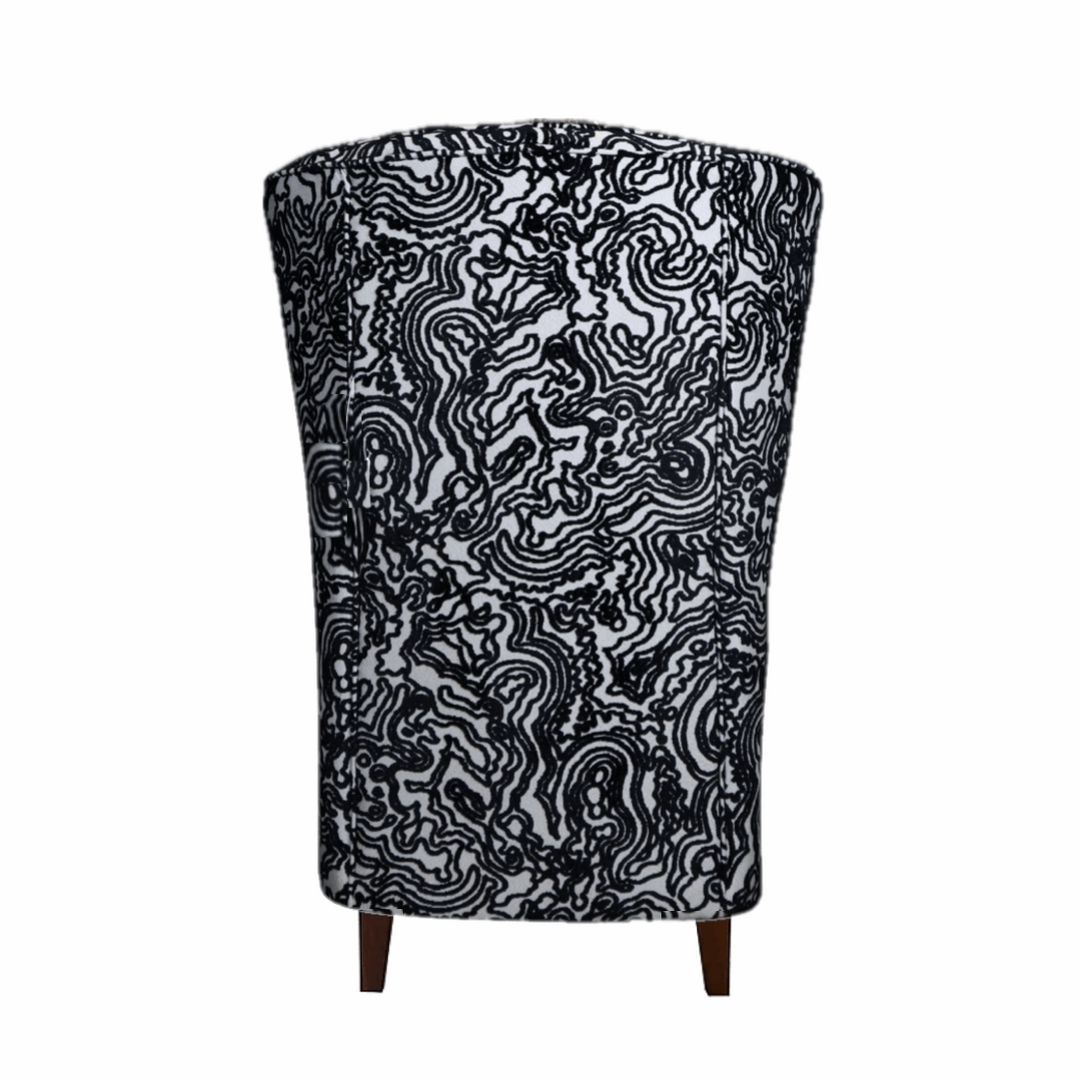 Noelle-Black Fabric Throne Wingback Accent Chair - Choice Of Legs - The Furniture Mega Store 