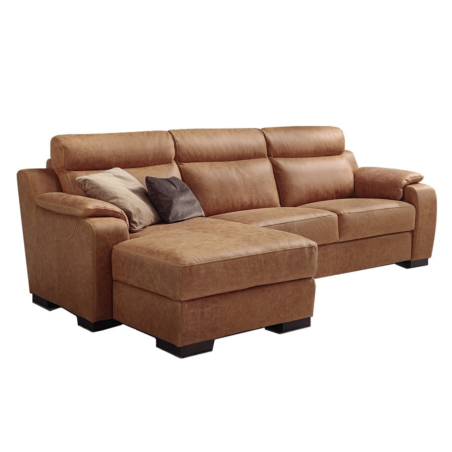 Ethos Italian Leather Chaise Corner Sofa Collection - Choice Of Leathers - The Furniture Mega Store 