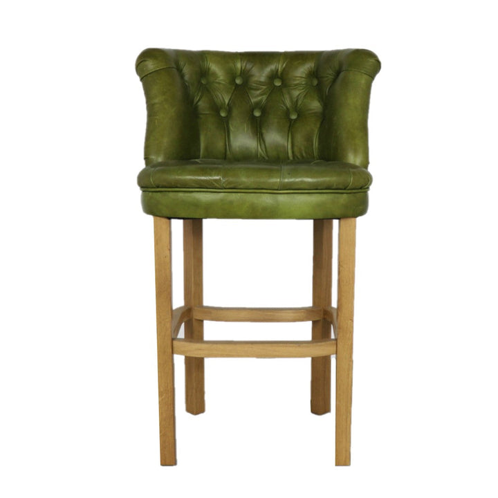 Parker Vintage Leather Buttoned Bar Stool - Choice Of Leathers & Legs - The Furniture Mega Store 