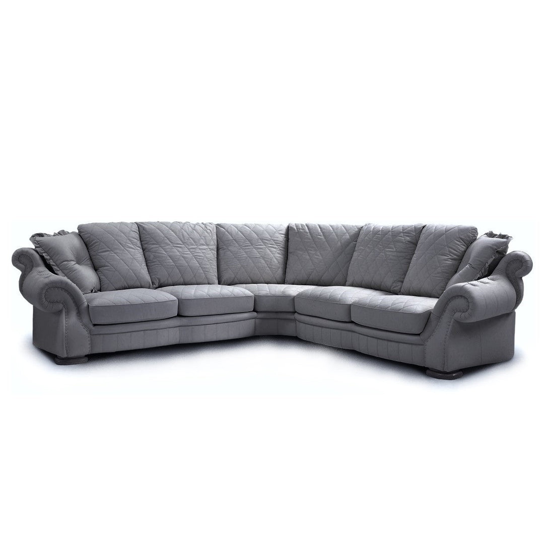 Pendragon Italian Leather Corner Sofa - Choice Of Leathers & Optional Swarovski Crystal Buttons. - The Furniture Mega Store 