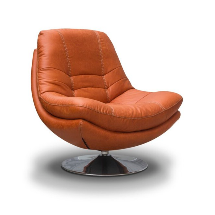 Luxe Fabric & Chrome Swivel Chair - Choice Of Colours - The Furniture Mega Store 