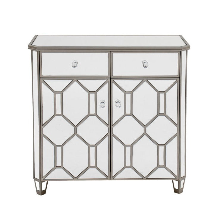 Rosa Geometric Mirrored 2 Door 2 Drawer Sideboard - The Furniture Mega Store 