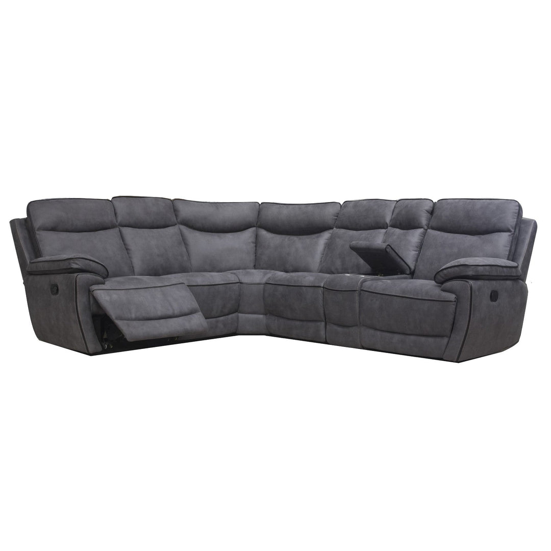 Radley Charcoal Grey Fabric Corner Recliner Sofa With Drinks Console - The Furniture Mega Store 