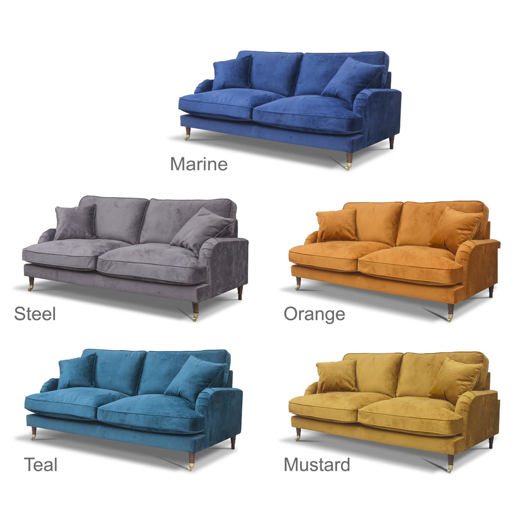 Rupert Velvet 2 Seater & 3 Seater Sofa Set - Choice Of Colours - The Furniture Mega Store 