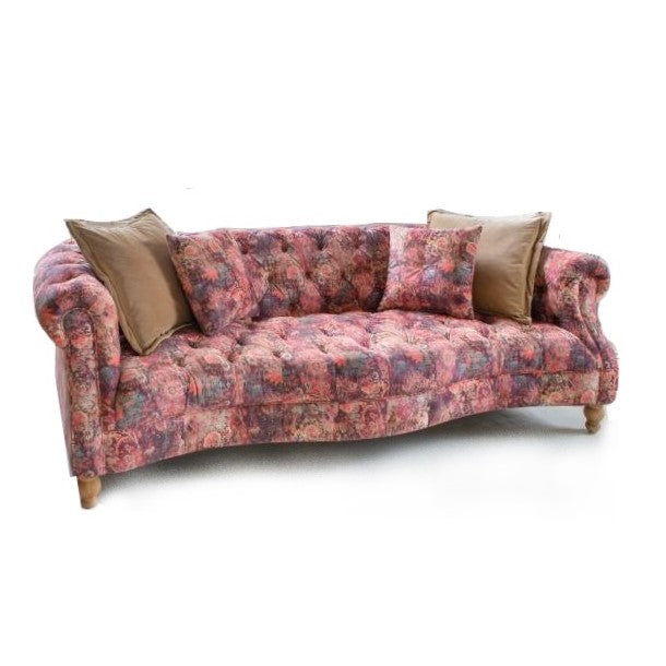 Serpentine Buttoned Chesterfield Sofa - Choice Of Sizes - The Furniture Mega Store 