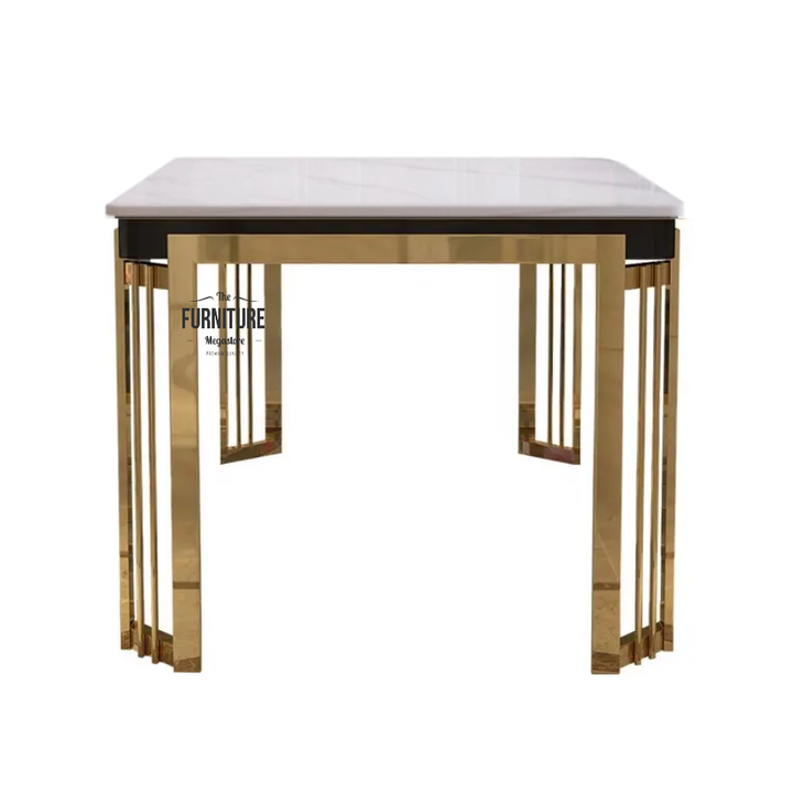 Nola Cream & Gold Ceramic Dining Table - Choice Of Sizes - The Furniture Mega Store 