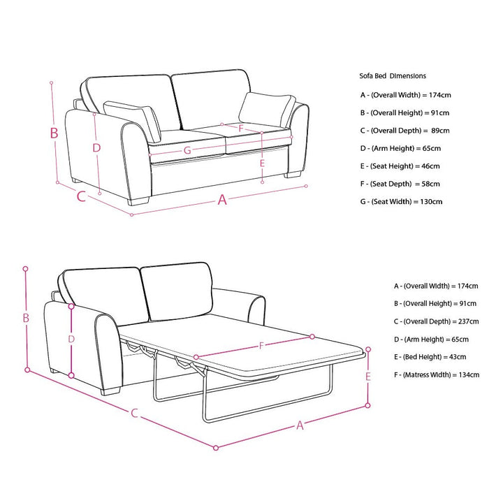 Pacha Fabric Sofa Bed - Choice Of Fabric Colours - The Furniture Mega Store 