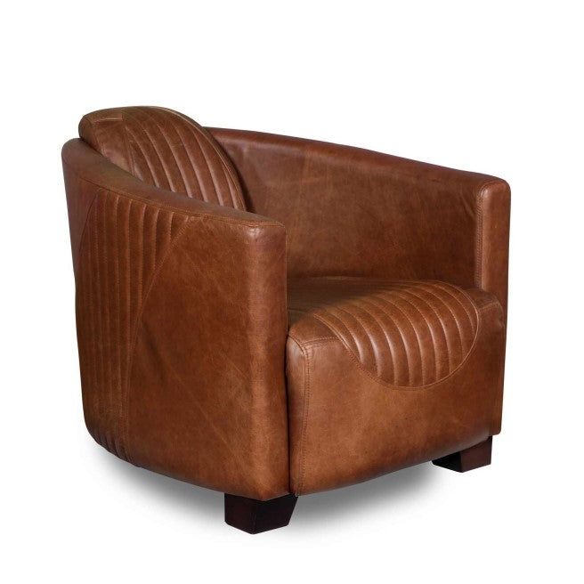 Spitfire Aniline Leather Tub Chair - Choice Of Feet & Leathers - The Furniture Mega Store 