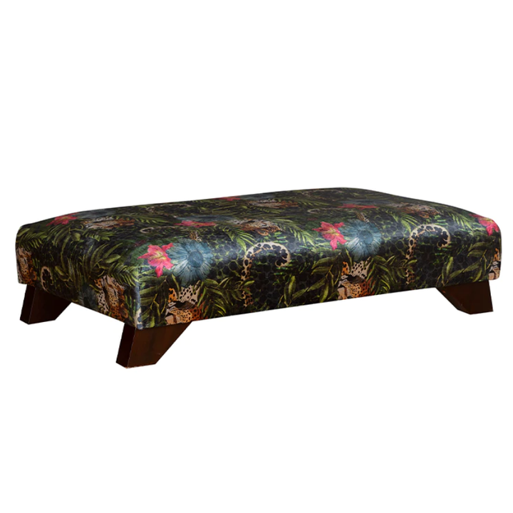 Sabor Jungle-Luxe Fabric Banquette Footstool - Choice Of Feet - The Furniture Mega Store 