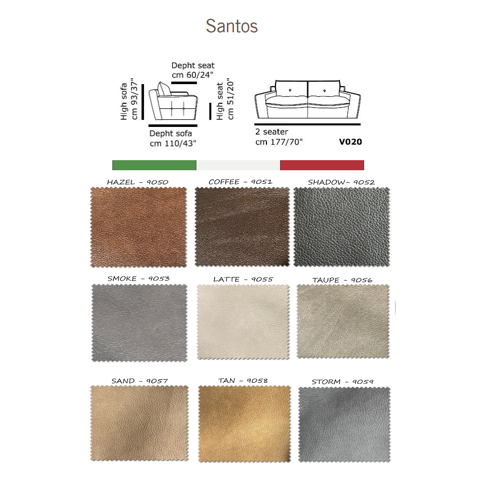 Santos Italian Leather Sofa Collection - Choice Of Sizes & Leathers - The Furniture Mega Store 