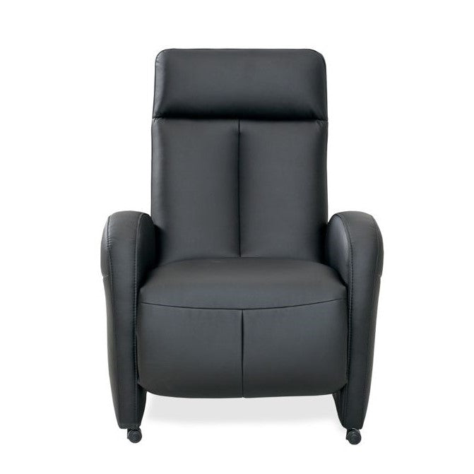 Theo Leather Recliner Armchair With Castor Feet & Adjustable Headrest - The Furniture Mega Store 