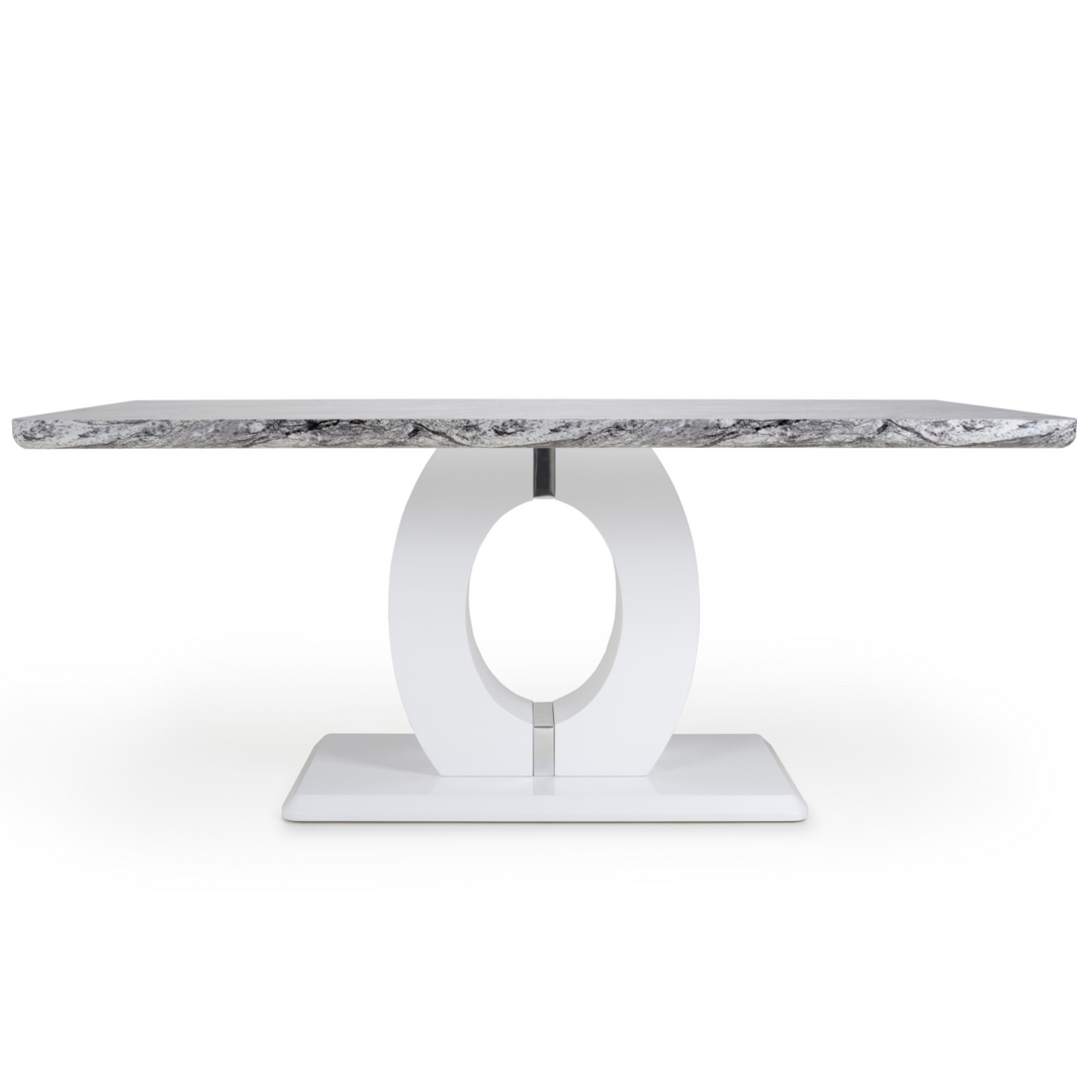 Marble Top High Gloss Grey & White 1.8 Dining Table - The Furniture Mega Store 