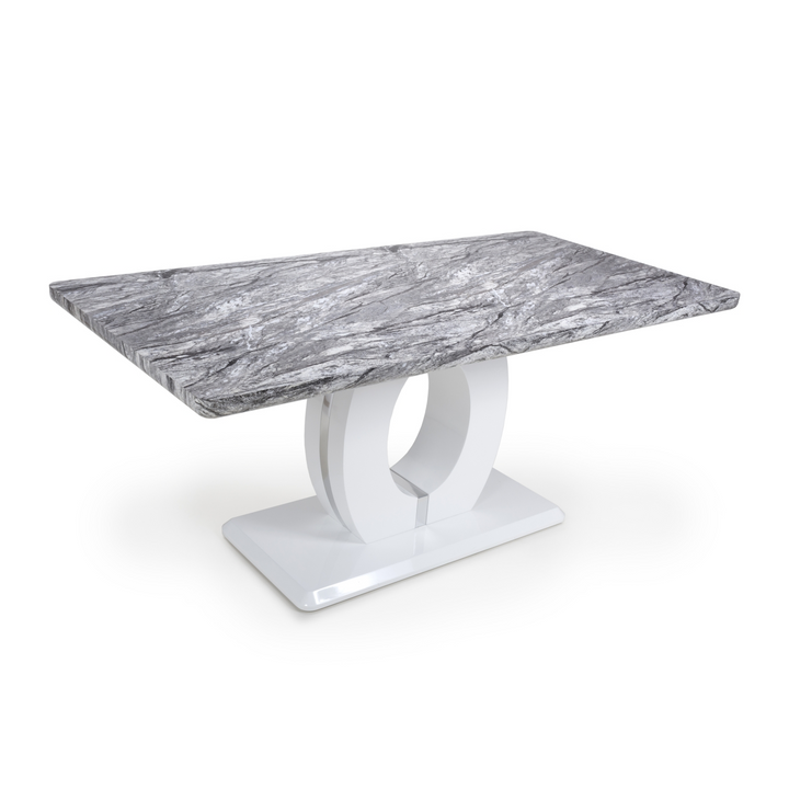 Marble Top High Gloss Grey & White 1.8 Dining Table - The Furniture Mega Store 