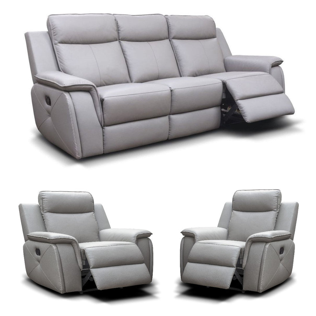 Clayton Leather Recliner 3 Seater & 2 Armchairs Set - The Furniture Mega Store 