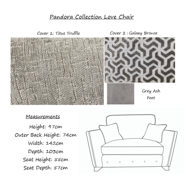 Pandora Armchair & Love Chair Collection - Choice Of Fabrics & Feet - The Furniture Mega Store 