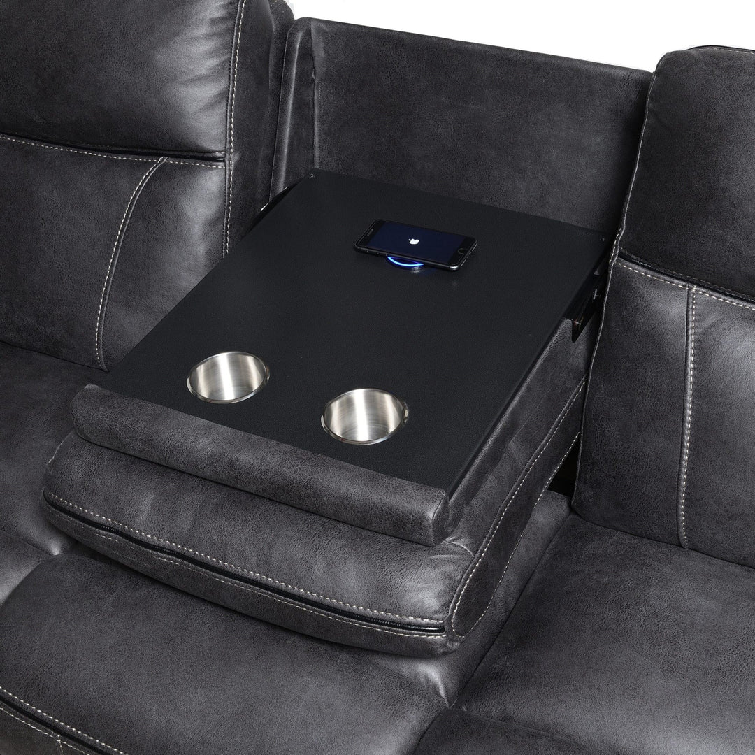 Tech Power Recliner Sofa - Usb + Wireless Charging, Bluetooth Speakers & Cooling/Heating Drinks Holders - The Furniture Mega Store 