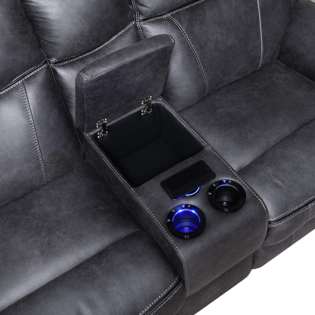 Tech Power Recliner Corner Sofa - Usb + Wireless Charging, Bluetooth Speakers & Cooling/Heating Drinks Holders - The Furniture Mega Store 