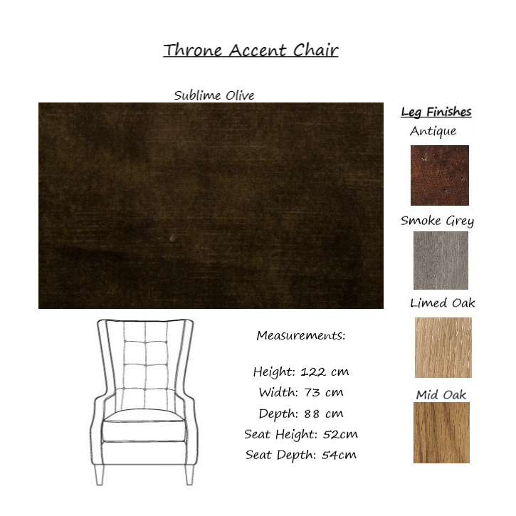 Throne Winged Accent Chair - Sublime Olive - Choice Of Legs - The Furniture Mega Store 