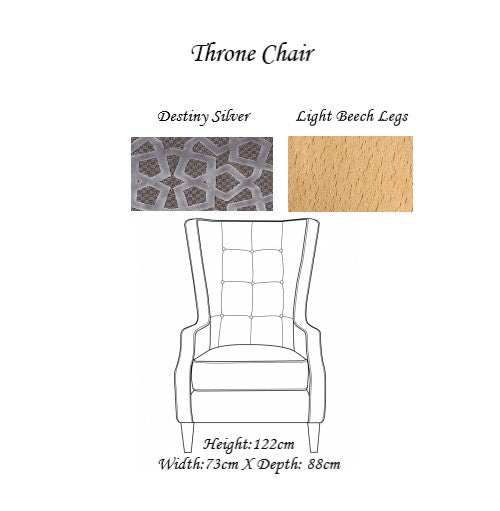 Delux Throne Winged Fabric Accent Chair - Choice Of Legs - The Furniture Mega Store 