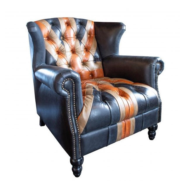 Union Jack Vintage Leather Buttoned Chesterfield Sofa Collection - The Furniture Mega Store 