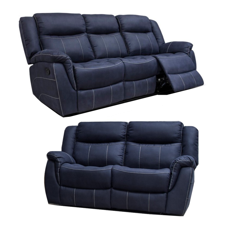 Walton Manual Fabric Recliner 3 Seater & 2 Seater Sofa Set - Choice Of Colours - The Furniture Mega Store 