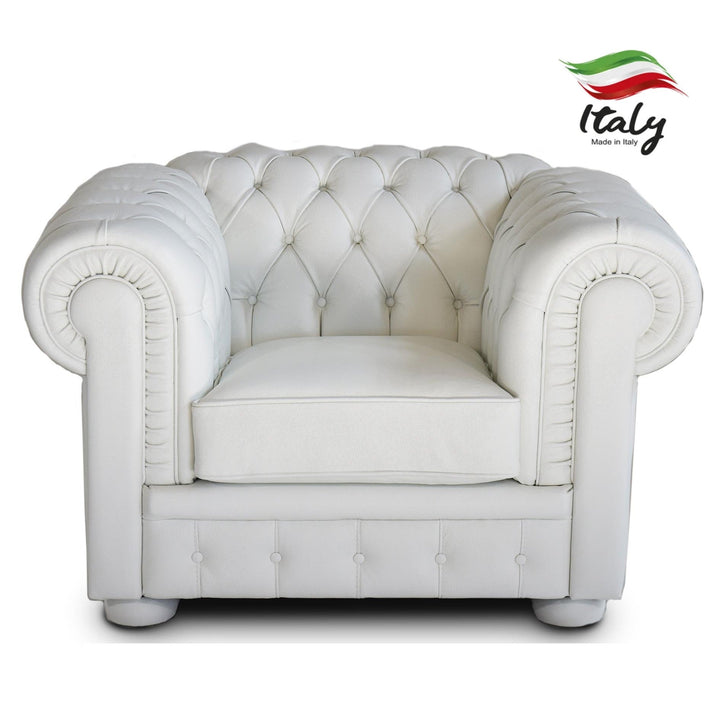 Victoria Italian Leather Chesterfield Armchair - Choice Of Leathers - The Furniture Mega Store 