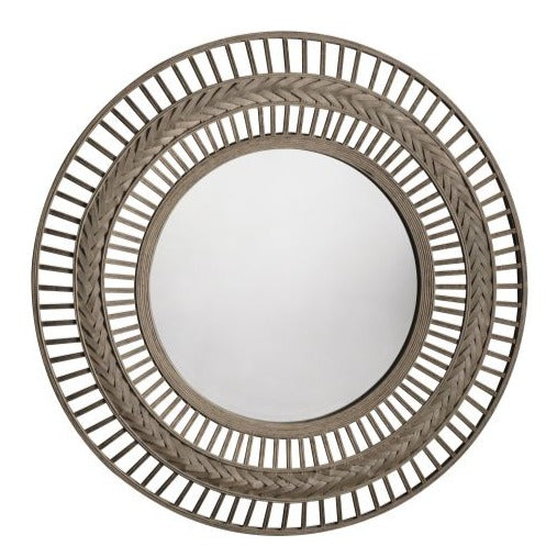 Zena Grey Bamboo Wall Mirror - 90cm - The Furniture Mega Store 