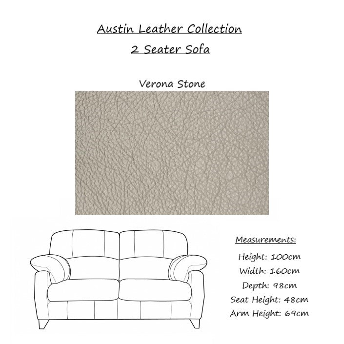 Austin Leather Sofa Collection - Choice Of Sizes, Leathers & Feet - The Furniture Mega Store 