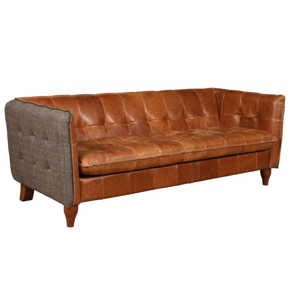 Chester Sofa & Armchair Collection - Vintage Leather & Harris Tweed Options - The Furniture Mega Store 