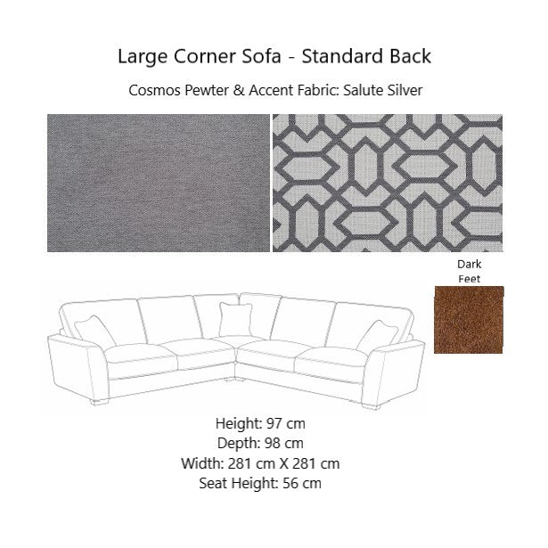 Atlantis Fabric Corner Sofa - Choice Of Sizes, Fabrics & Feet - The Furniture Mega Store 