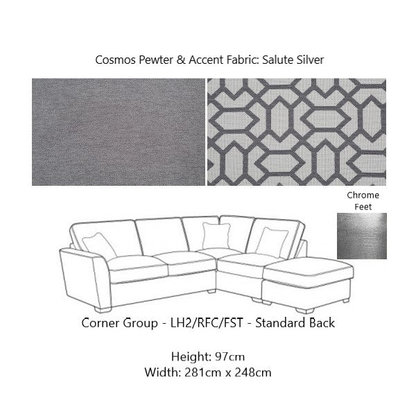 Atlantis Fabric Corner Sofa - Choice Of Sizes, Fabrics & Feet - The Furniture Mega Store 