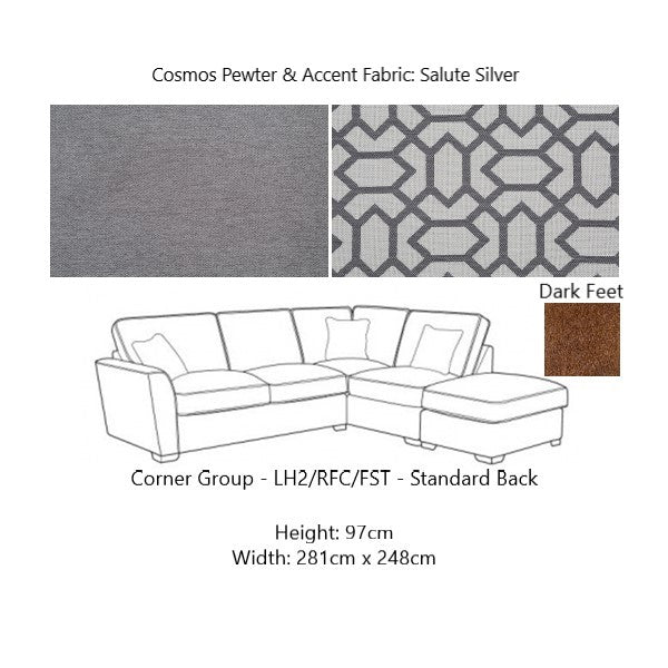 Atlantis Fabric Corner Sofa - Choice Of Sizes, Fabrics & Feet - The Furniture Mega Store 