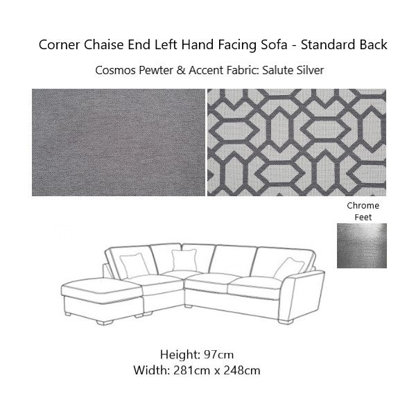 Atlantis Fabric Corner Sofa - Choice Of Sizes, Fabrics & Feet - The Furniture Mega Store 