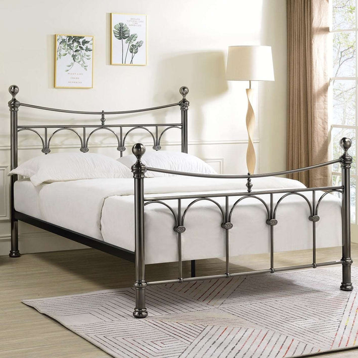 Annabelle 4'6 Double Bed - Antique Nickel - The Furniture Mega Store 