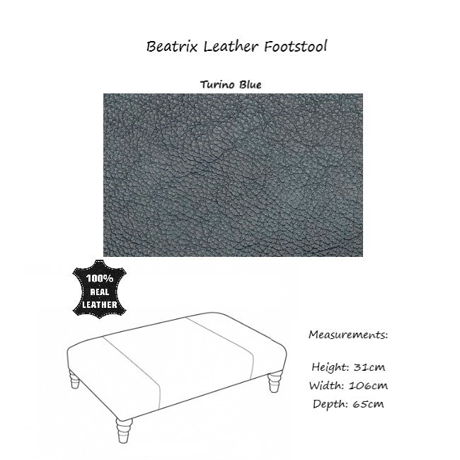 Beatrix Leather Footstool - Choice Of Feet & Leathers - The Furniture Mega Store 