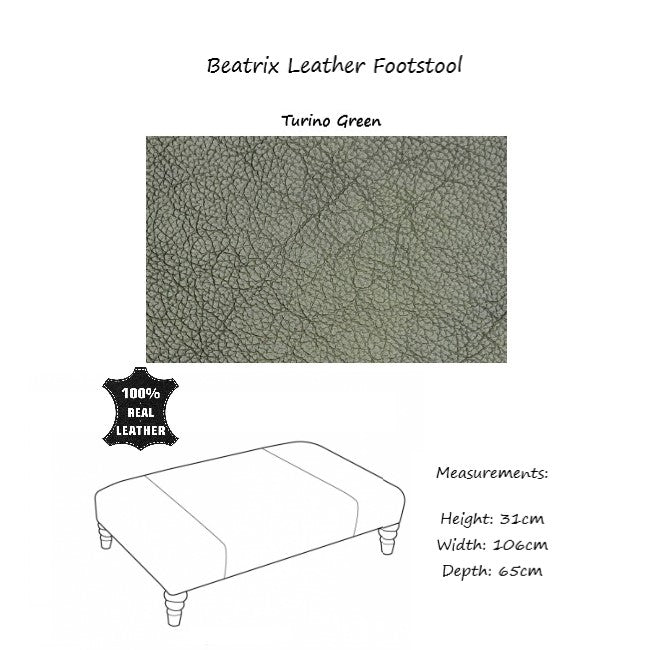 Beatrix Leather Footstool - Choice Of Feet & Leathers - The Furniture Mega Store 